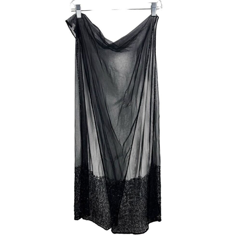 Cejon Black Beaded Womens Scarf Wrap Shawl Made in India